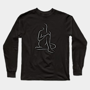 Female Nude Line Art - Beguilling Bea Long Sleeve T-Shirt